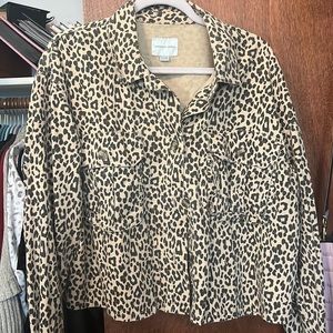 American eagle cheetah cropped button down